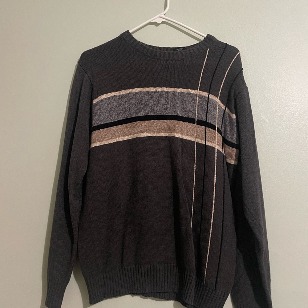 Haggar Men's Black, Gray, and Tan Crewneck Sweater